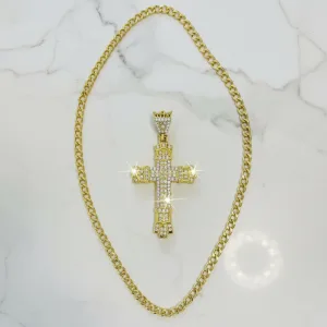 Gold Plated Cross Necklace Accented with Sparkling Crystals