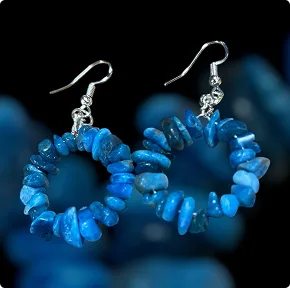 Apatite Chip 1″ Hoop Earrings with SS Ear Hooks