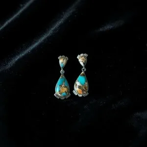 Sterling Silver Oyster Turquoise 1 1/2″ Dangle Earrings