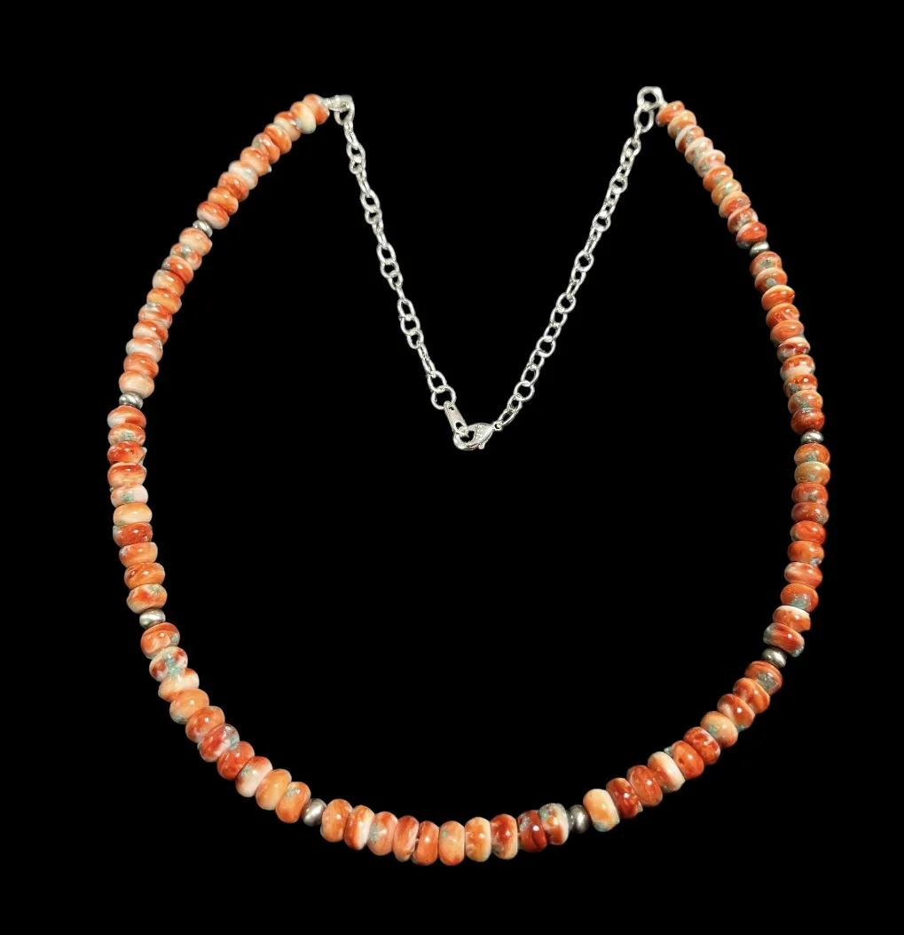 Custom Spiney Turquoise Necklace Necklace accented with SS Pearls