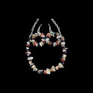 Assorted Jasper Chip Necklace and Earring Set