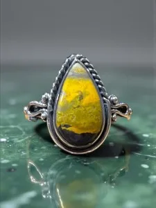 BumbleBee Jasper Teardrop Ring (size 8)