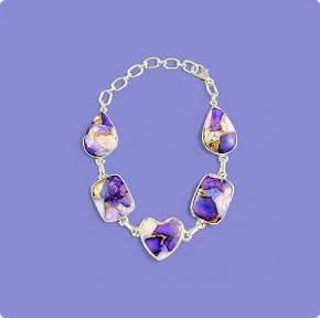 Sterling Silver Purple Rose Dahlia Bracelet